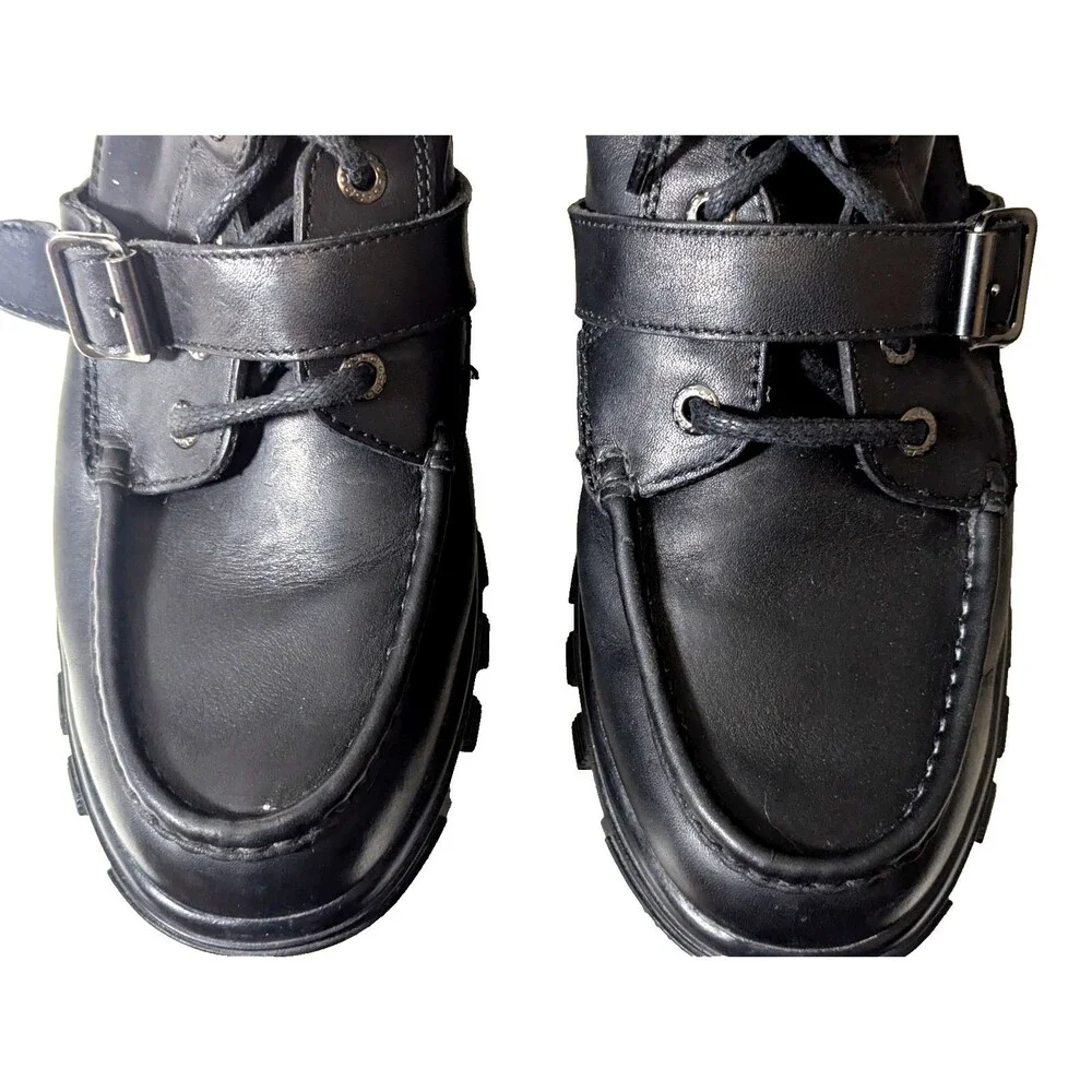 VTG 90s Polo Sport Ralph Lauren MB3501 Black Leather Hiking Boots Men's 13D